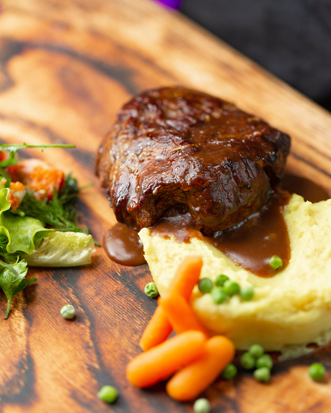 Kogelbiefstuk met Champignonsaus en Aardappelpuree