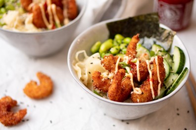 Poke bowl garnalen