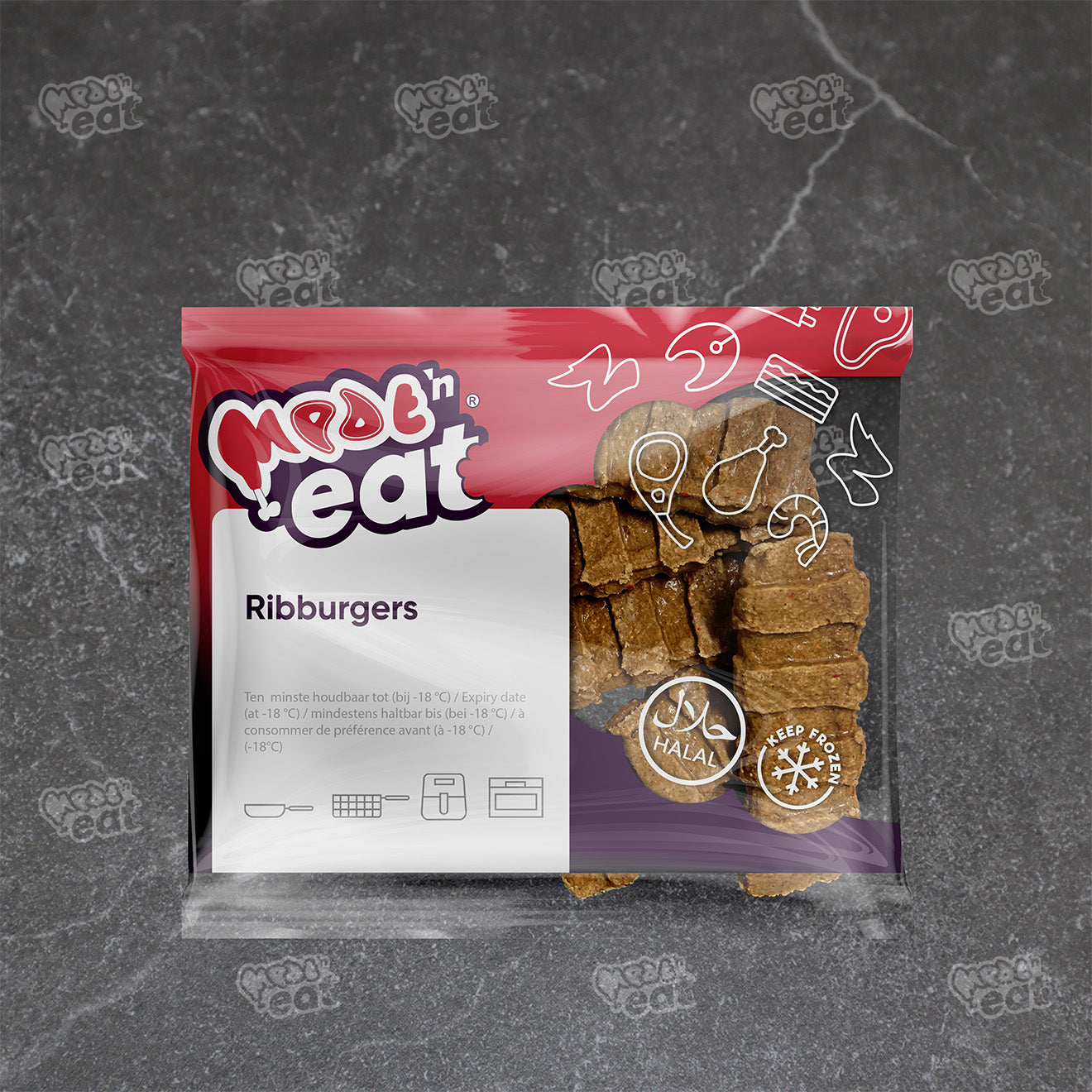Halal Ribburgers 1,3 kilo zak 10 stuks *T.H.T. 15.05.25 uit assortiment