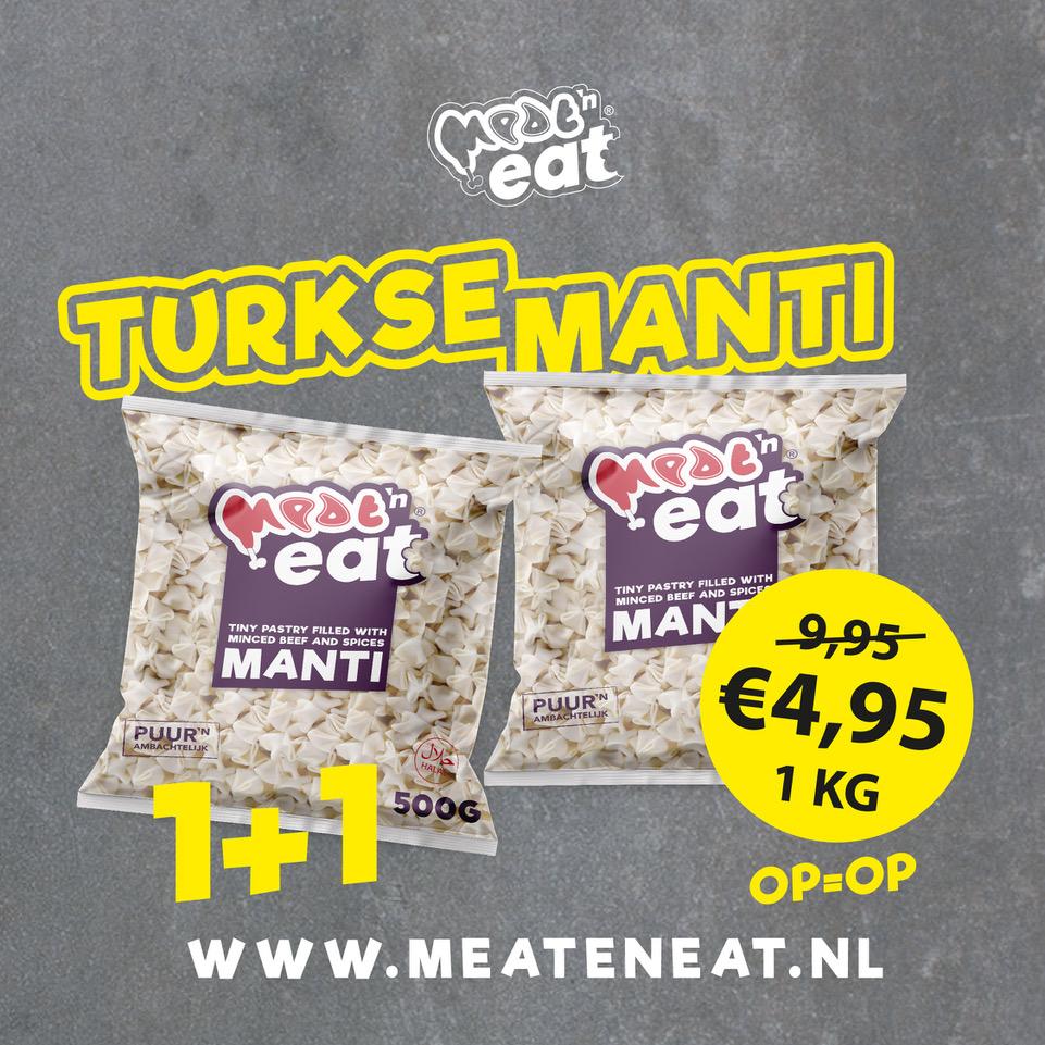 Turkse Manti Meat en Eat 2x500 gram 1+1 Gratis OP=OP
