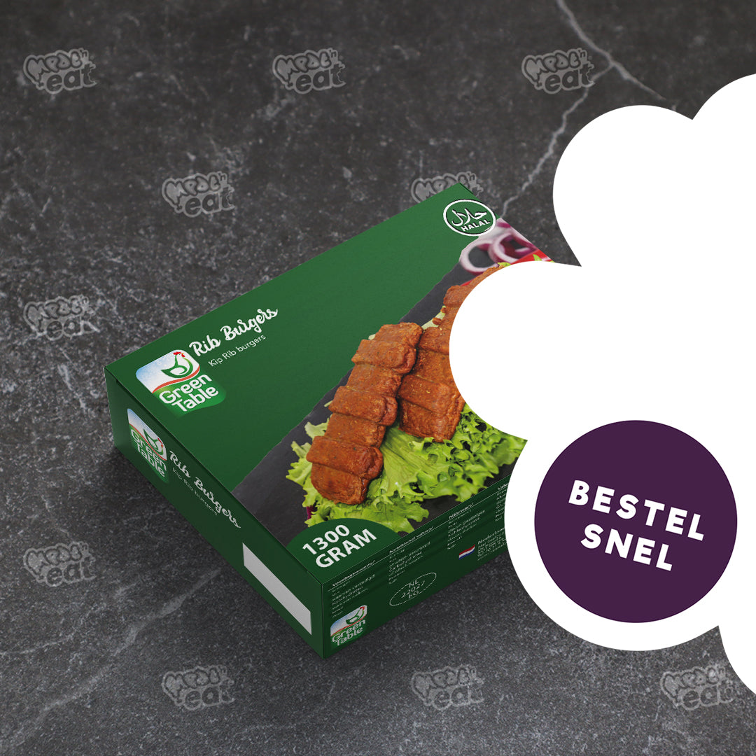 Halal Ribburgers 1,3 kilo zak 10 stuks *Nieuw